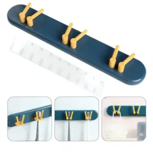 Toothbrush Holder Plastic Bathroom Accessories Organizer Wall Mounted Hanging Mount Shelf & Hooks (1pc) ( default, Standard ).