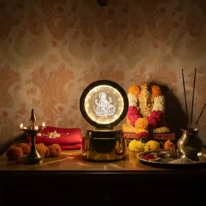 Ganpati Bapa 3D Crystal Ball LED Night Light – Divine Spiritual Glow ( default, OS )