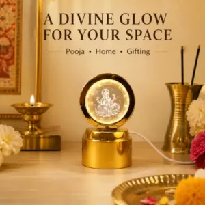 Ganpati Bapa 3D Crystal Ball LED Night Light – Divine Spiritual Glow ( default, OS )