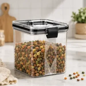 Airtight Kitchen Storage Container Set – 700ml Plastic Food Storage Jars, Pack of 4 | Black ( default, OS )