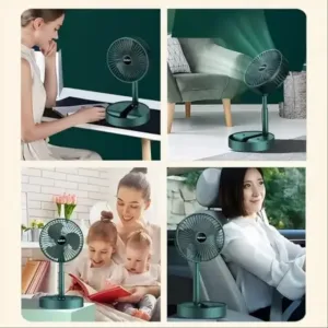 Telescopic Foldable Mini USB Desk Fan – Adjustable Portable Table Fan with Quiet Cooling for Home, Office & Travel ( green, OS )