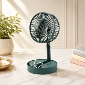 Telescopic Foldable Mini USB Desk Fan – Adjustable Portable Table Fan with Quiet Cooling for Home, Office & Travel ( green, OS )