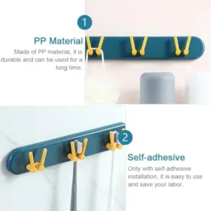 Toothbrush Holder Plastic Bathroom Accessories Organizer Wall Mounted Hanging Mount Shelf & Hooks (1pc) ( default, Standard ).