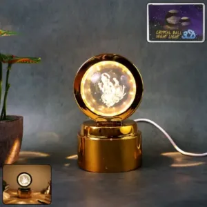 Ganpati Bapa 3D Crystal Ball LED Night Light – Divine Spiritual Glow ( default, OS )