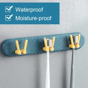 Toothbrush Holder Plastic Bathroom Accessories Organizer Wall Mounted Hanging Mount Shelf & Hooks (1pc) ( default, Standard ).