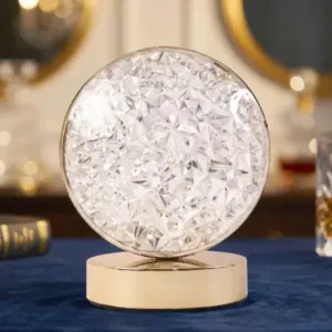 Round Crystal LED Table Lamp – USB Rechargeable Dimmable Touch Night Lamp for Bedroom, Living Room & Home Décor ( default, OS )